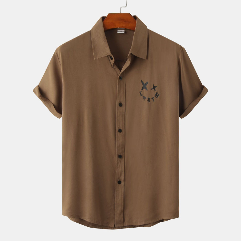 Women's Short-Sleeve Shirt with Creative Print and Loose Fit