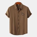 Women's Short-Sleeve Shirt with Creative Print and Loose Fit