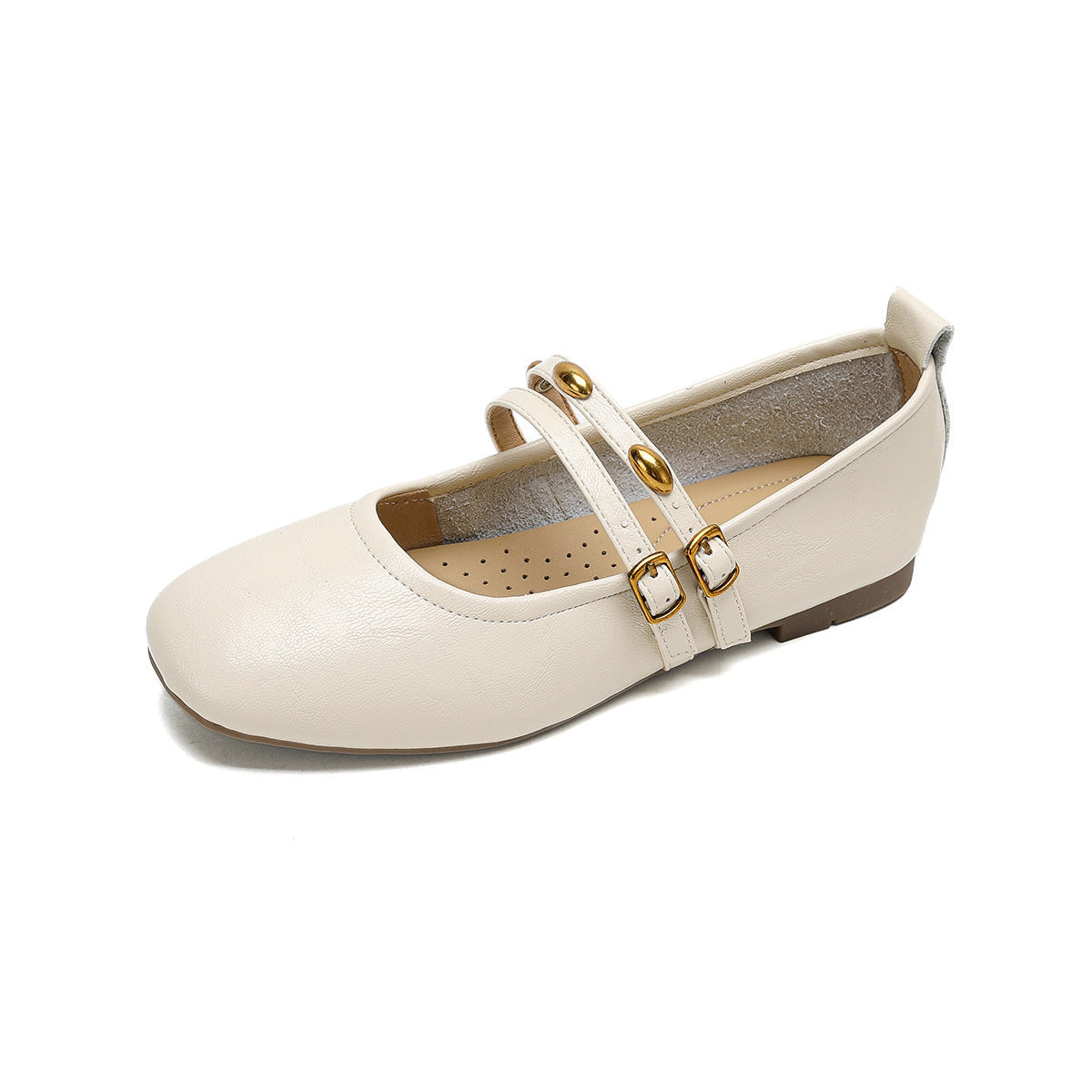 Women's Ballet Flats with Elegant Double Straps and Practical Buckles