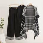 Elegant Knit Set with Mock Neck Top and Wide-Leg Pants