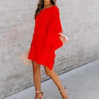 Women's Asymmetrical Cocktail Dress with Elegant Shoulder Design