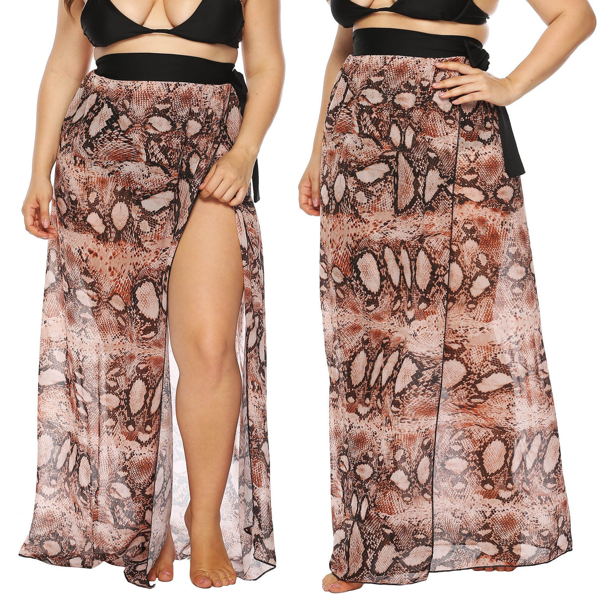 Women's Sheer Beach Kimono with Trendy Snake Print
