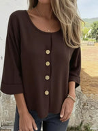 Women's Elegant and Casual Blouse with Button Detail