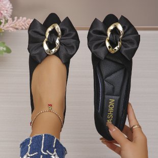 Women's Ballet Flats with Bow and Jewel Details