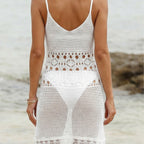 Crocheted Beach Jumpsuit with Decorative Accents
