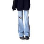 Women's High-Waisted Flared Jeans with Distressed Details