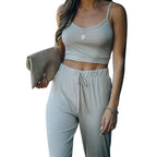 Women's Casual Two-Piece Set with Slim Fit and Adjustable Straps