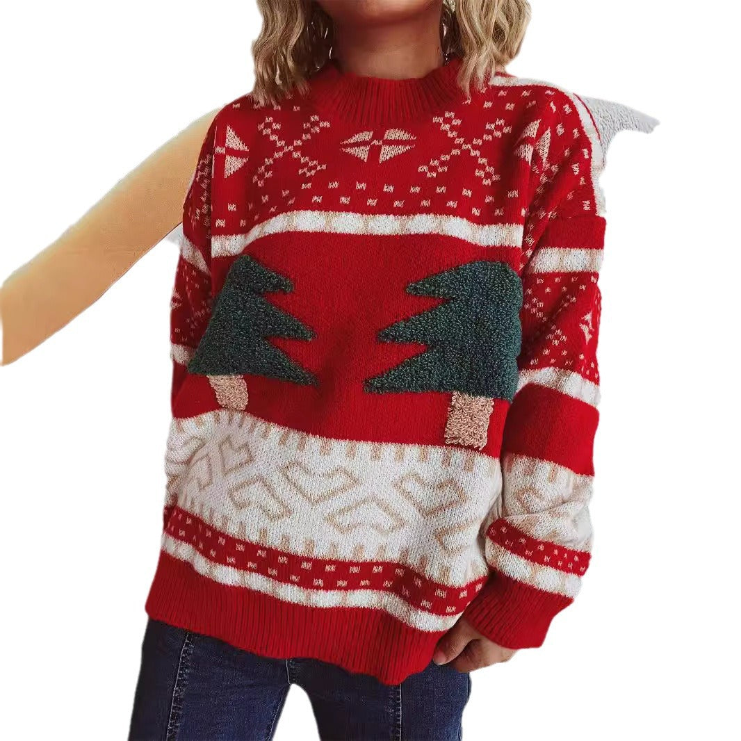 Women's Festive Knit Sweater with Holiday Motif