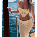 Women's Elegant Asymmetric Crochet Two-Piece Set
