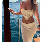 Women's Elegant Asymmetric Crochet Two-Piece Set