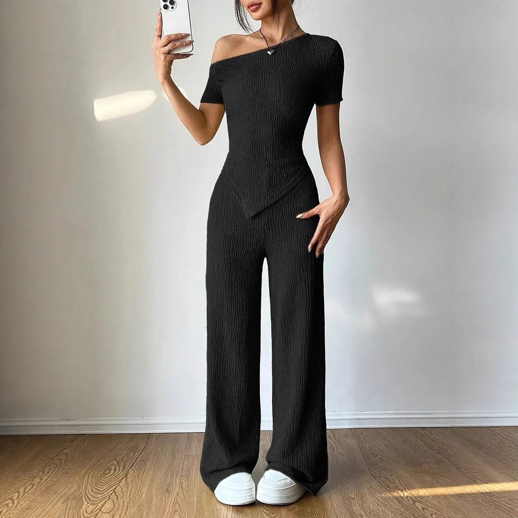 Elegant Jumpsuit with Asymmetrical Cut and Ruching
