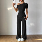 Elegant Jumpsuit with Asymmetrical Cut and Ruching