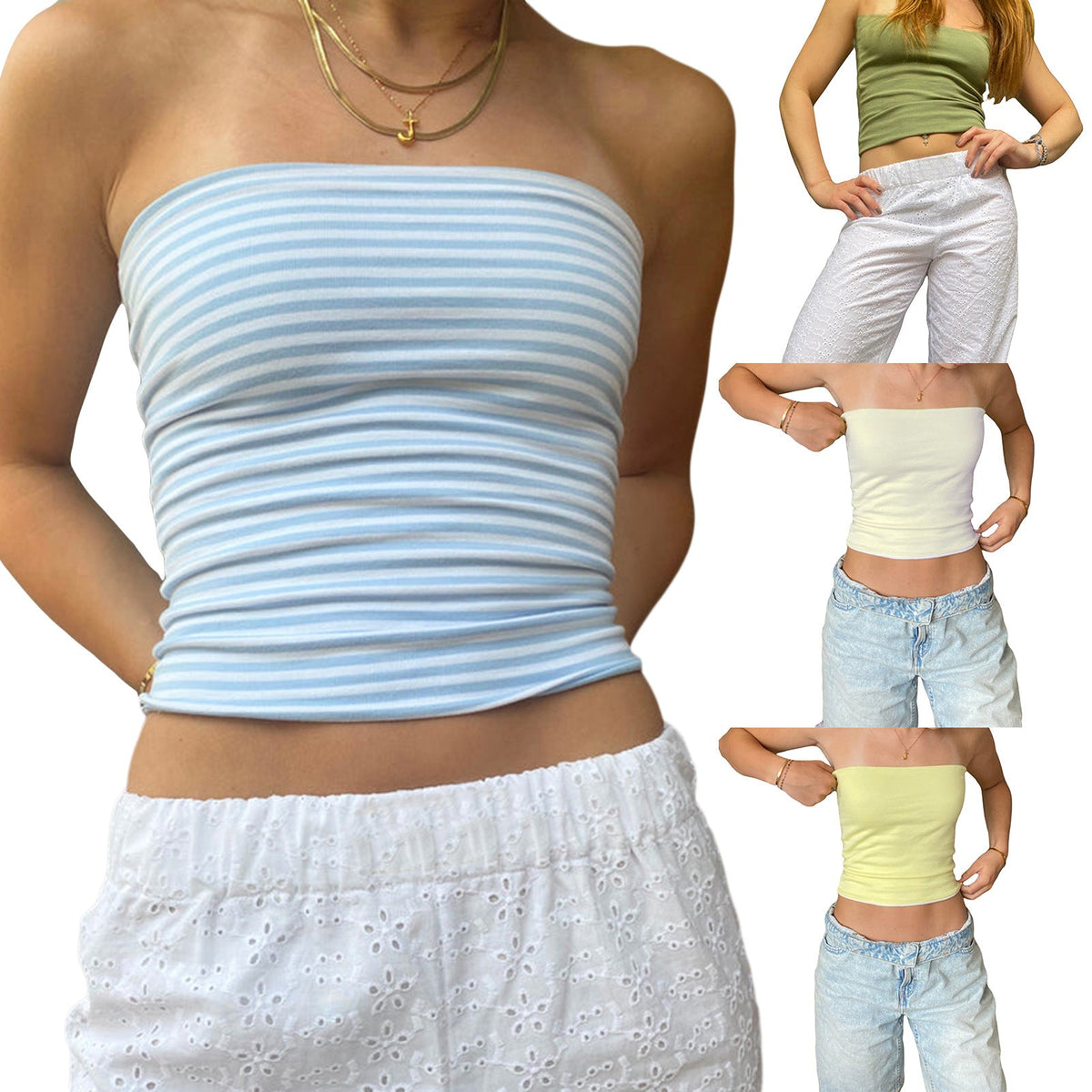 Women's Bustier Top with Fine Stripes