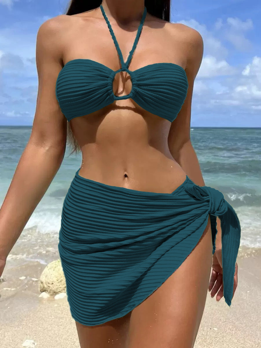 Women's Bandeau Bikini with Stylish Wrap Skirt
