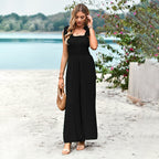 Casual Maxi Jumpsuit with Ruffle Details and Pockets