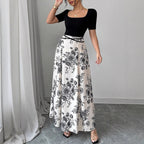 Women's Elegant Maxi Skirt with Floral Pattern