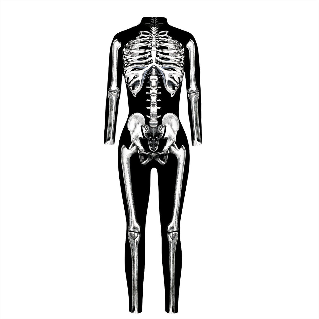 Women's Full-Body Suit with Glowing Skeleton Design