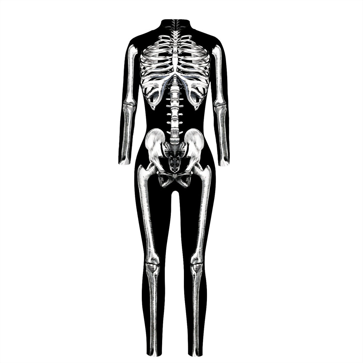 Women's Full-Body Suit with Glowing Skeleton Design
