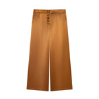 Women's Elegant Culotte Trousers with Button Details and High Waist