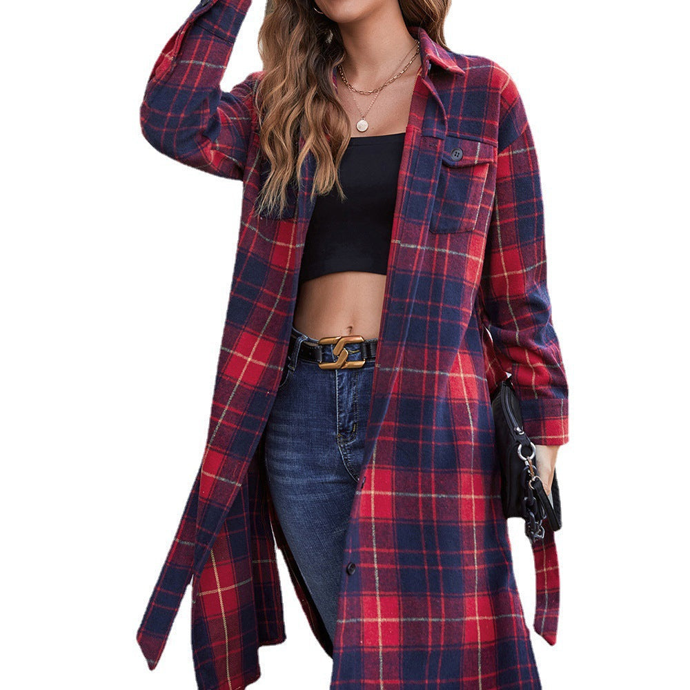 Women's Long-Sleeve Flannel Plaid Shirt