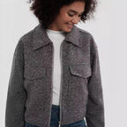 Women's Cropped Utility Jacket with Dual Chest Pockets