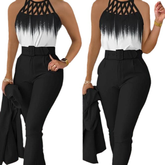 Women's Elegant Jumpsuit with Sophisticated Lace-Up Design