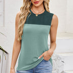 Sleeveless Ribbed Boat Neck Top with Side Pockets