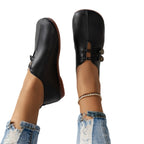 Women's Ballet Flats with Elastic Strap and Decorative Button