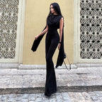 Elegant Draped Wide-Leg Jumpsuit