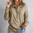 Women's Long-Sleeve Blouse with Button-Down Collar