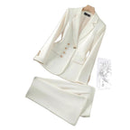 Women's Elegant Business Suit Set with Decorative Button Details