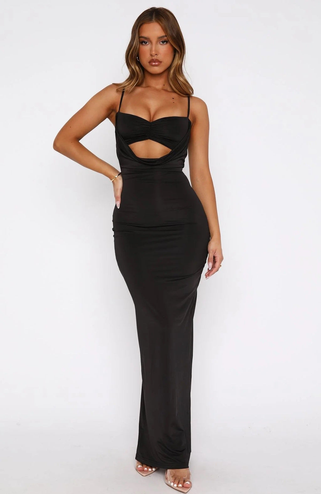 Form-Fitting Cut-Out Maxi Dress
