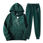 Women's Jogging Suit with Creative Heart Motif and Comfortable Fit