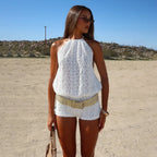 Women's Casual Sheer Floral Romper