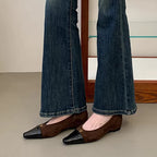 Women's Pointed Toe Ballet Flats with Patent Detail