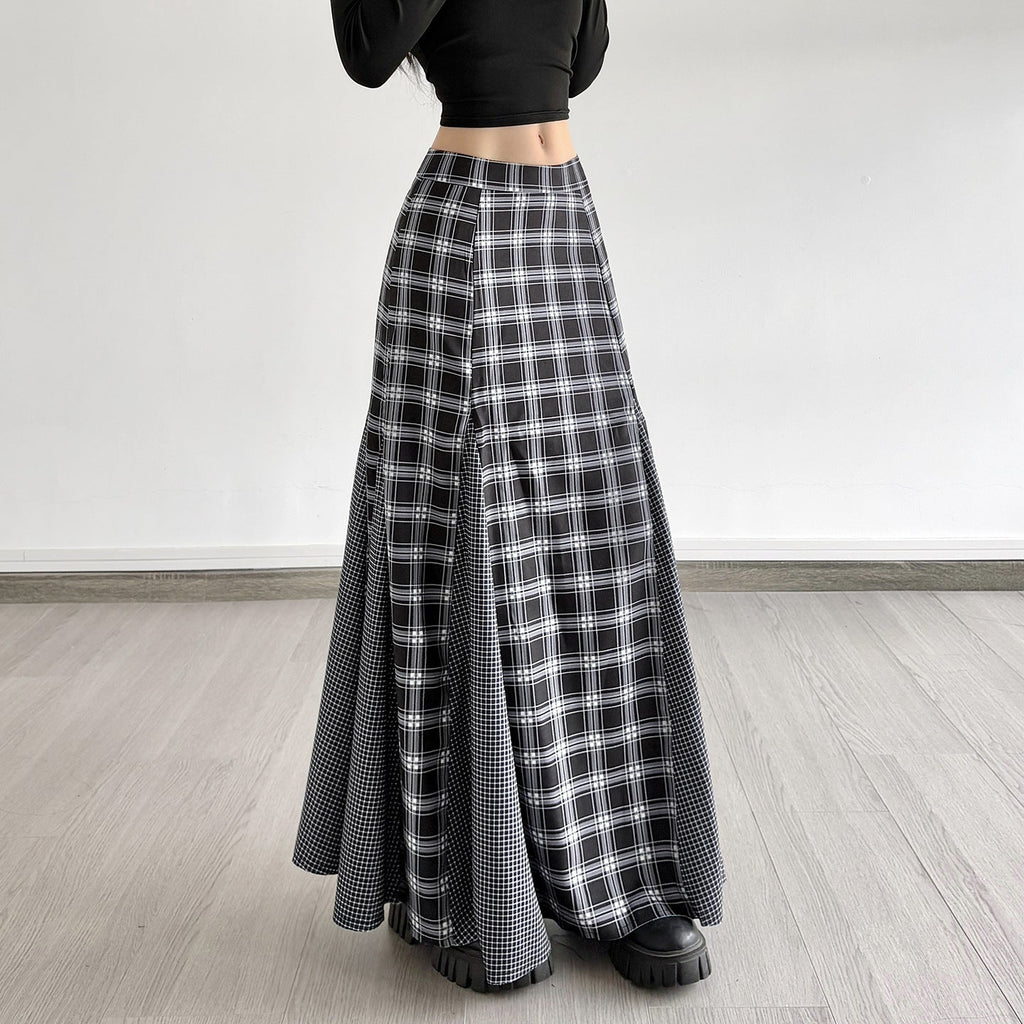 Women's Plaid Maxi Skirt with Slit