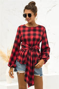 Women's Blouse with Tie Belt