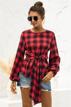 Women's Blouse with Tie Belt