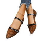 Women's ballet flats with detailed leopard print and elegant strap