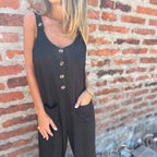 Women's Jumpsuit with Practical Pockets and Button Detail