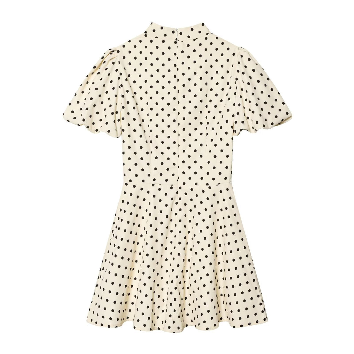 Women's A-Line Dress with High Neck and Voluminous Sleeves