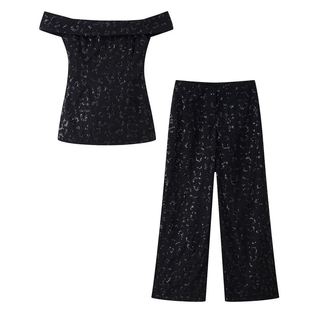 Women's Elegant Palazzo Pants with Floral Lace Trim