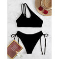 Women's Asymmetrical Bikini with Adjustable Straps and High-Cut Leg