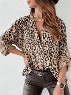 Women's Animal Print Blouse with Gathered Details