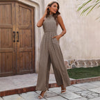 Women's Wide-Leg Jumpsuit with High Neck