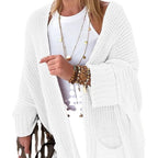Women's Oversized Chunky Knit Cardigan with Wide Shawl Collar and Patch Pockets