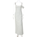 Elegant Floor-Length Dress with Unique Draping