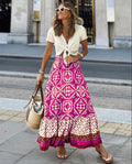 Women's Maxi Skirt in Playful Ethnic Design with Voluminous Hem