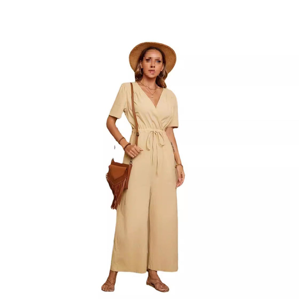 Casual High-Waisted Jumpsuit with Pockets