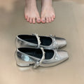 Women's Ballet Flats with Elegant Strap and Shimmer Finish